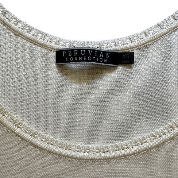 Peruvian Connection Cream 100% Pima Cotton Knit Tank Top Women's X Small Summer - Picture 3 of 9